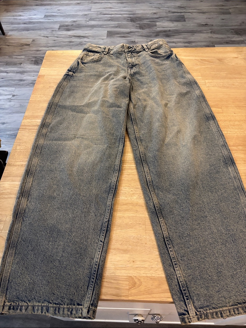 Women’s Wide Leg Denim Jeans - Stone Wash
